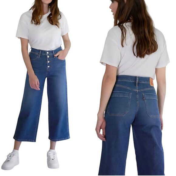 Levi's Mile High Wide Leg Cropped Jeans Size 27x25 - Picture 1 of 8